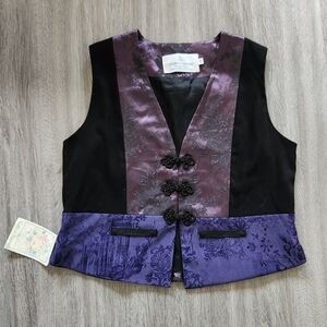 NWT Purple and Black Brocade Vest